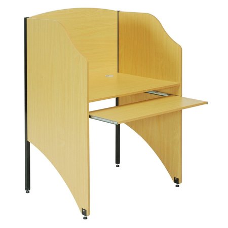 GLOBAL INDUSTRIAL Single Privacy Study Carrel, Teak, 32-3/4inW x 24-1/2inD x 48inH 250771